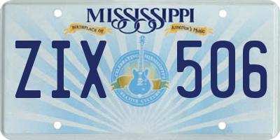 MS license plate ZIX506