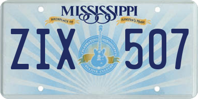 MS license plate ZIX507