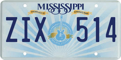 MS license plate ZIX514