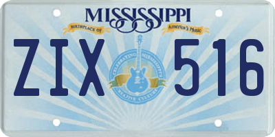 MS license plate ZIX516