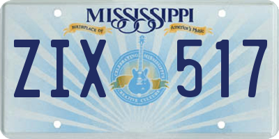 MS license plate ZIX517