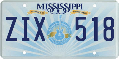 MS license plate ZIX518