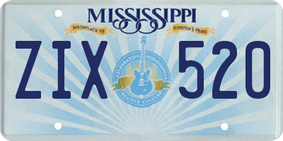 MS license plate ZIX520