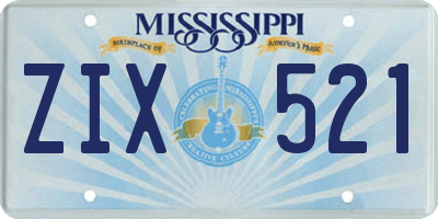 MS license plate ZIX521
