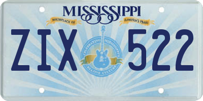 MS license plate ZIX522