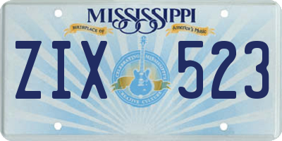MS license plate ZIX523
