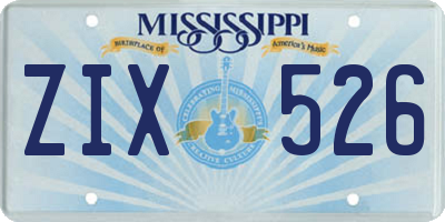 MS license plate ZIX526