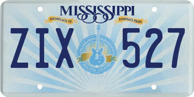 MS license plate ZIX527