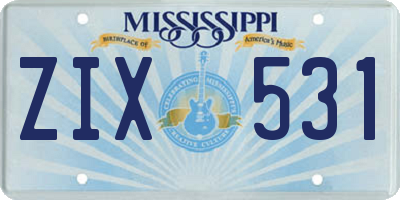 MS license plate ZIX531
