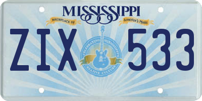 MS license plate ZIX533