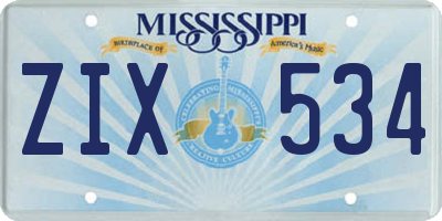 MS license plate ZIX534