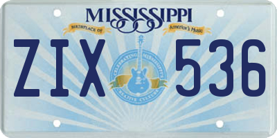 MS license plate ZIX536