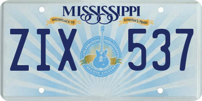 MS license plate ZIX537