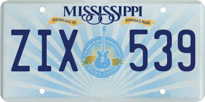 MS license plate ZIX539