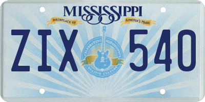 MS license plate ZIX540