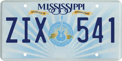 MS license plate ZIX541