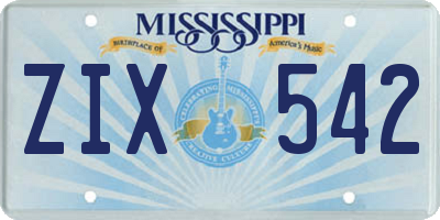 MS license plate ZIX542