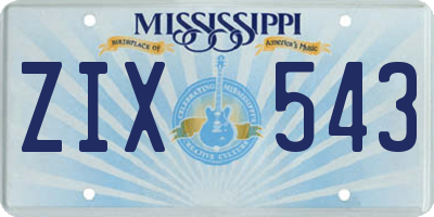 MS license plate ZIX543