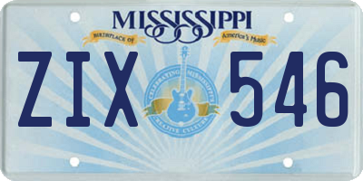 MS license plate ZIX546
