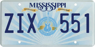MS license plate ZIX551