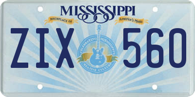 MS license plate ZIX560
