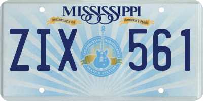 MS license plate ZIX561