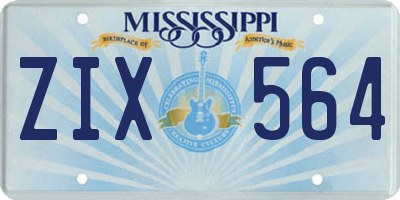 MS license plate ZIX564