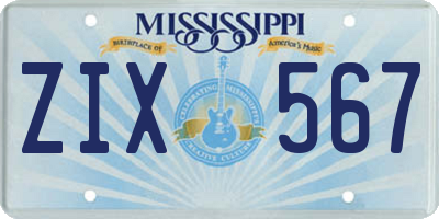 MS license plate ZIX567