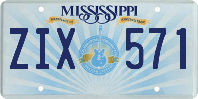 MS license plate ZIX571