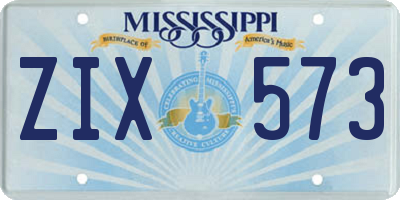 MS license plate ZIX573