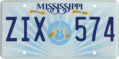 MS license plate ZIX574