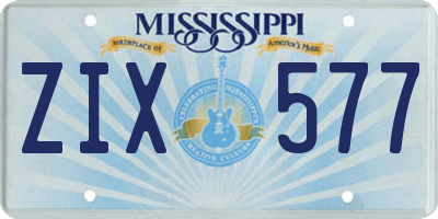 MS license plate ZIX577