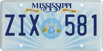 MS license plate ZIX581