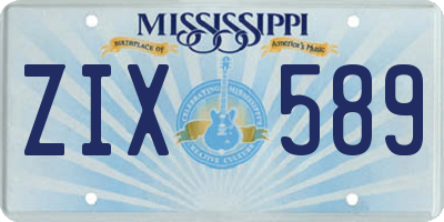 MS license plate ZIX589