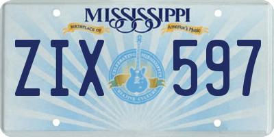 MS license plate ZIX597