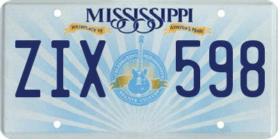 MS license plate ZIX598