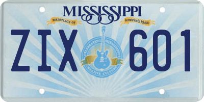 MS license plate ZIX601