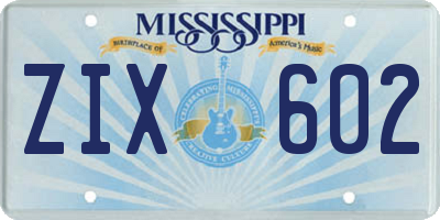 MS license plate ZIX602