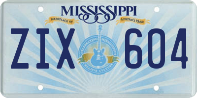 MS license plate ZIX604