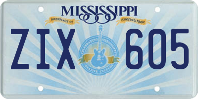 MS license plate ZIX605