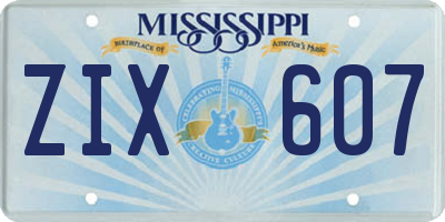 MS license plate ZIX607