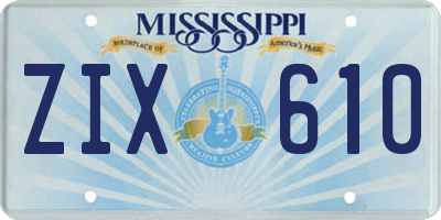 MS license plate ZIX610