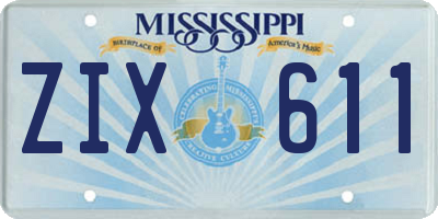 MS license plate ZIX611