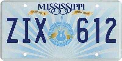 MS license plate ZIX612