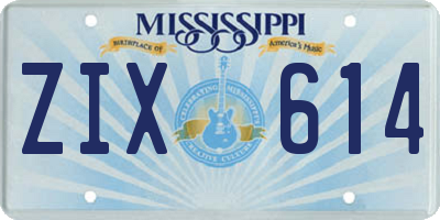 MS license plate ZIX614