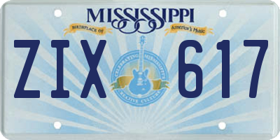 MS license plate ZIX617