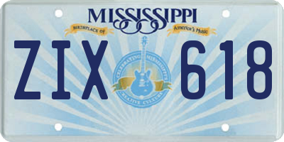 MS license plate ZIX618