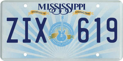 MS license plate ZIX619