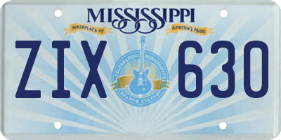 MS license plate ZIX630