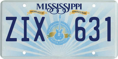 MS license plate ZIX631